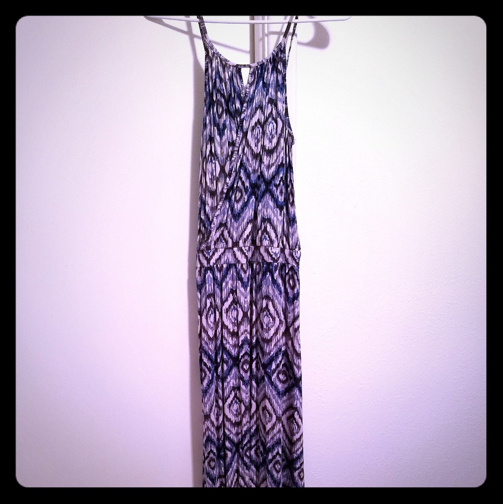 Abrielle Keyhole Abstract Print Maxi Dress
